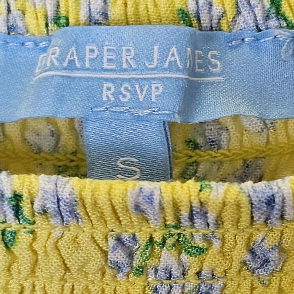 Draper James Small Yellow Blue Floral‎ Peasant Dress Long Sleeves Sundress - Picture 4 of 11